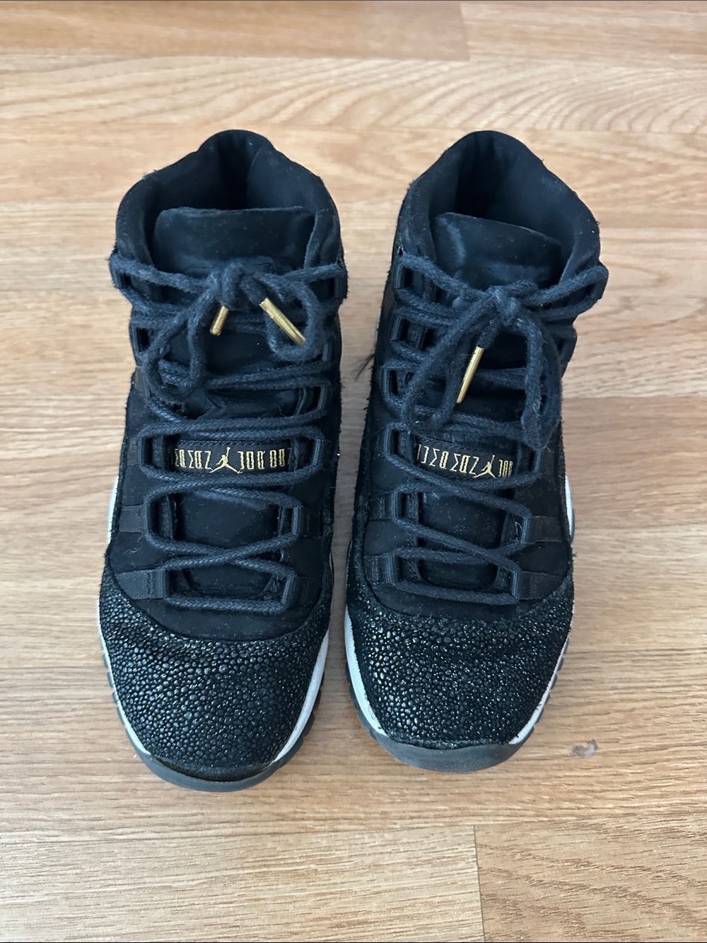 Black Kids High Top Jordan with Gold Accents